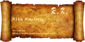 Rikk Kaplony névjegykártya